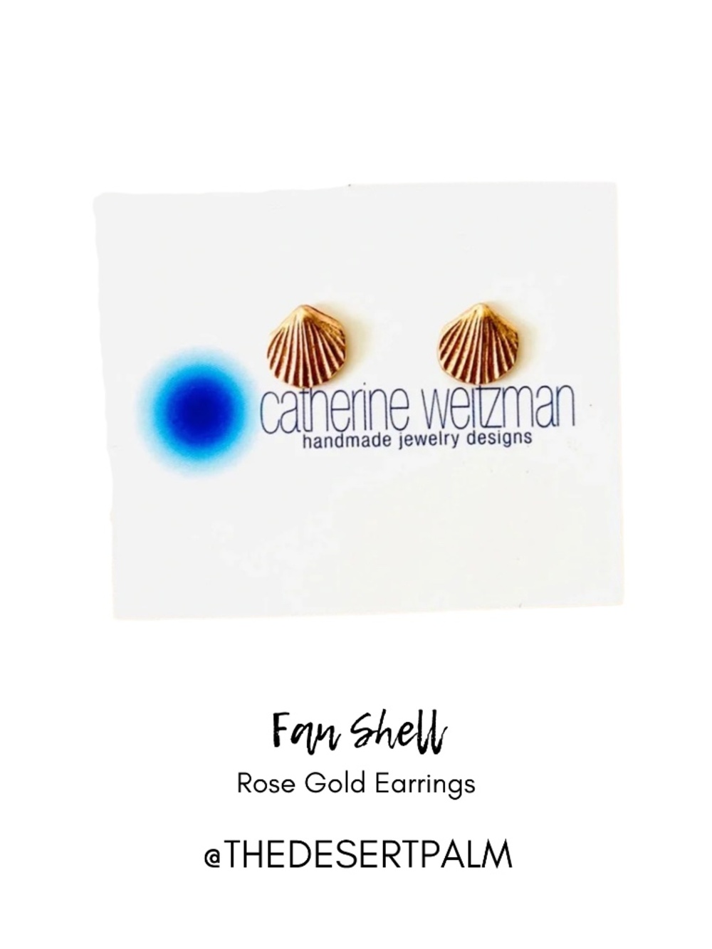 18K Rose Gold Vermeil Fan Shell Stud Earrings Handmade Hawaii